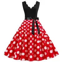 Women Retro Summer Dresses 50s 60s Sleeveless V-neck Polka Dot Bow Ball Grown Party Sundress Robe Vestidos - Image 6