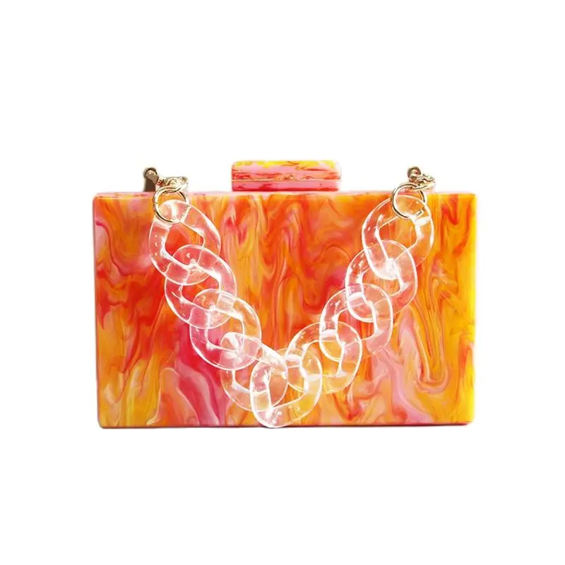

Pearl Marble Orange Acrylic Women Shoulder Bags Girls Brief Flap Women's Casual Messenger Bags Crossbody Bags Evening Summer Bag