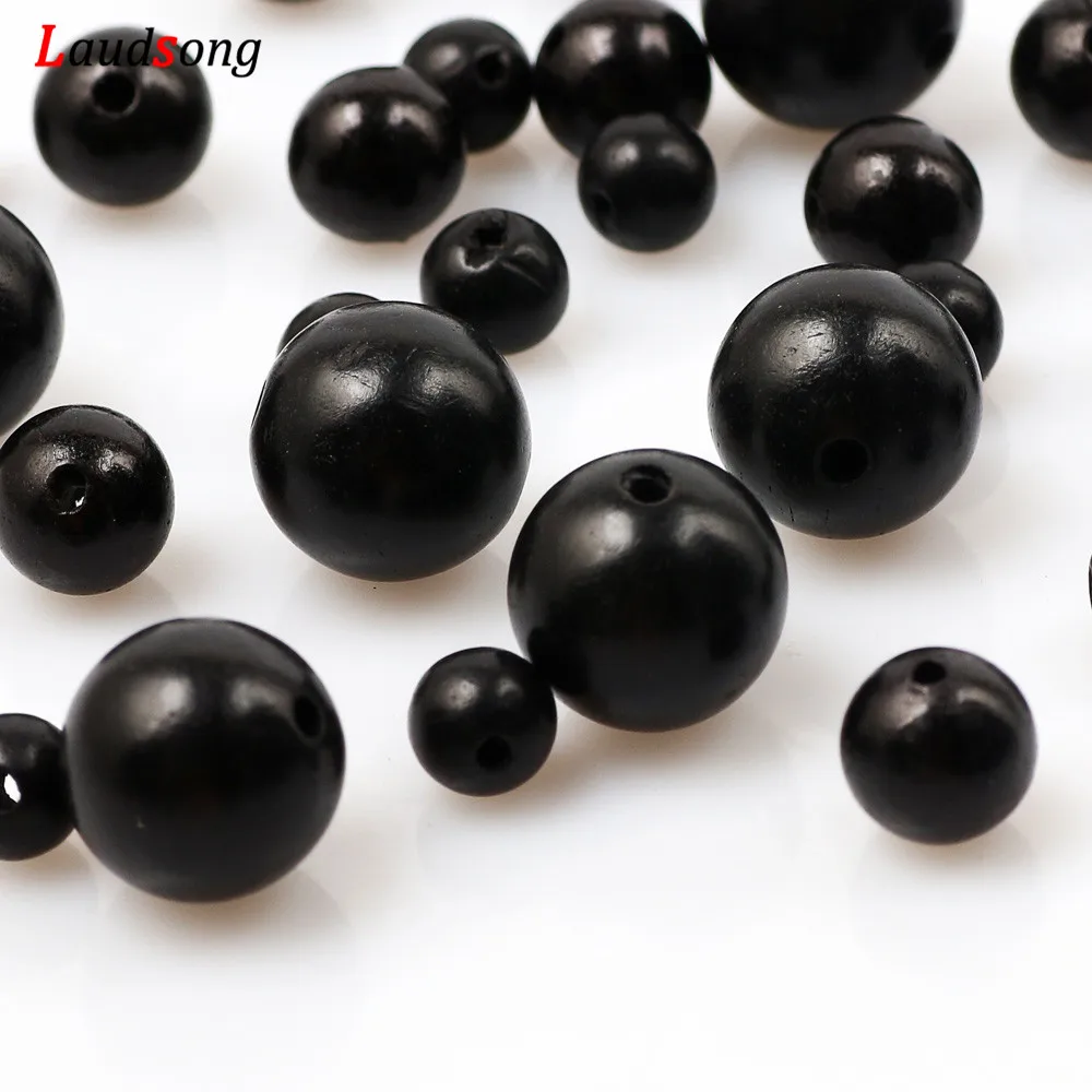 High Quality Black Natural Sandalwood Wood Beads 6-12mm Round Loose Beads For Jewelry Making DIY Bracelet Beaded Accessories