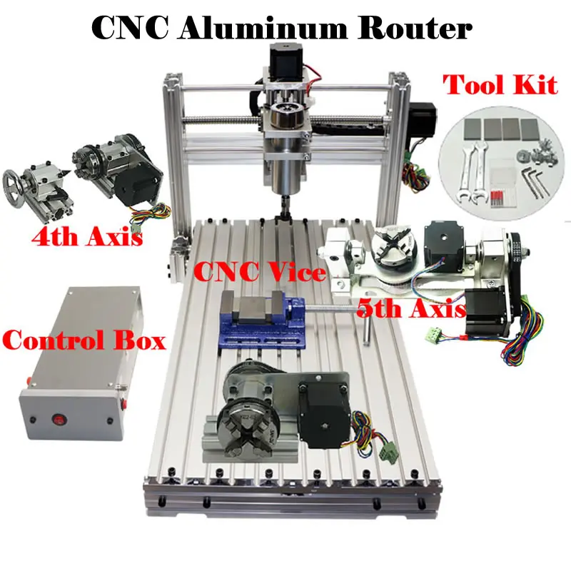 

CNC 3040 5 axis PCB Engraving Cutting Milling Machine Wood Router Metal Carving Engraver Lathe with 4th Rotary Axis Option 400W