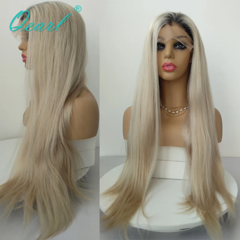 Full Lace Wigs for Women Human Hair Ash Platinum Blonde 60# Lace Frontal Wigs Straight HD Lace Front Wig Pre plucked 180% Qearl image 3