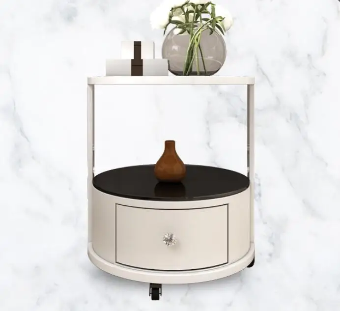 Fashionable round bedside table, simple modern European style, side table, corner table, storage cabinet, coffee table,