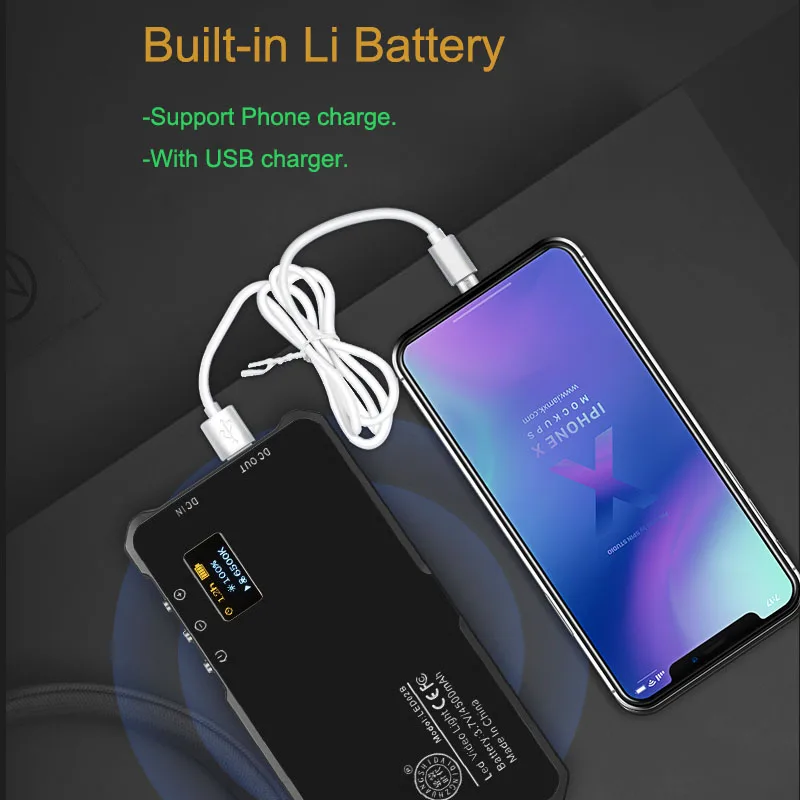 QZSD Pocket Size Portable 180 Beads Led Video Light Built-in 4500mAh Battery Aluminum Shell Camera Studio Photograph Fill Light