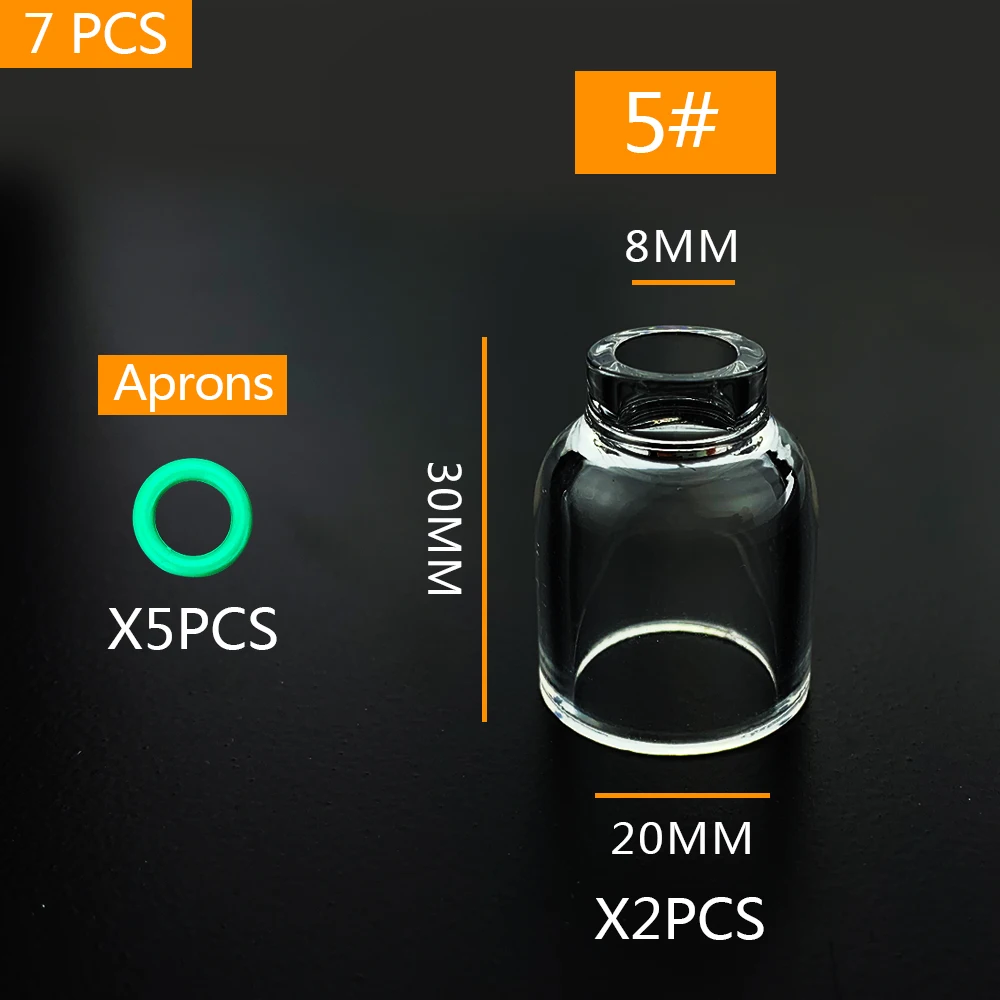 

7 шт. #5 прозрачная сварочная стеклянная кружка с газовыми линзами для Tig WP9 WP20 WP17 WP18 WP26 фонарь сварочные аксессуары