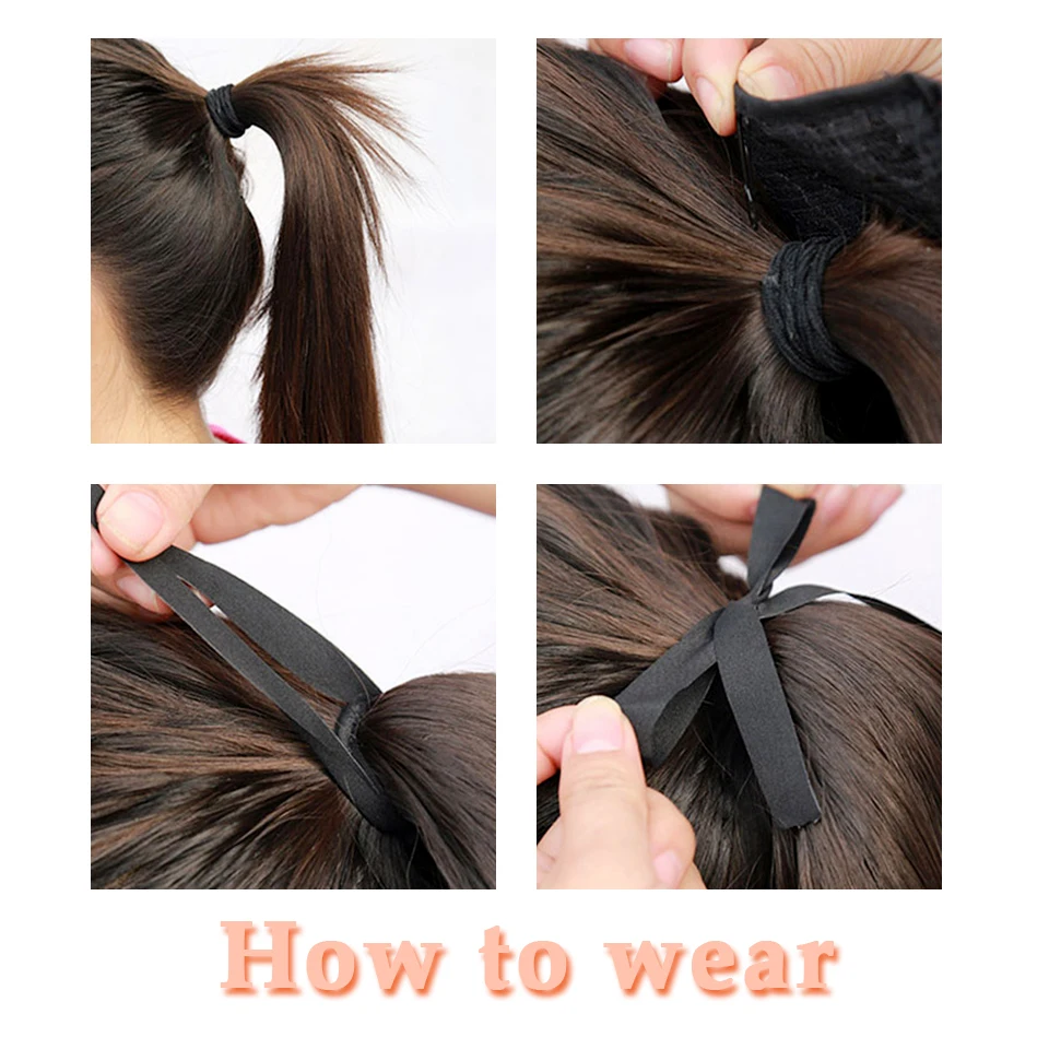 Difei ondulado sintético rabo de cavalo cordão clip em extensões de cabelo rabo de cavalo marrom resistente ao calor rabo de pônei para cabelo falso feminino