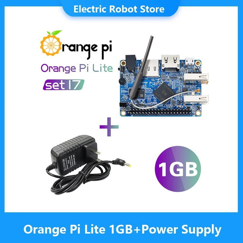 Orange Pi Lite 1GB+Power Supply, Uses AllWinner H3 SoC, Run Android 4.4, Ubuntu, Debian Image