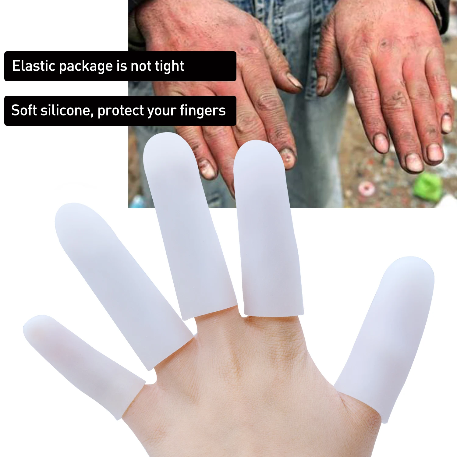 2Pcs White Thick Finger Protector Silicone Gel Tubes Thumb Covers Toe Protection For Corn Blister Cracked Pain 2.3*6.7cm C1597