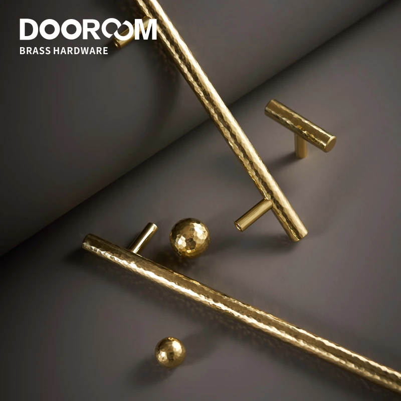 Dooroom Brass Hammered Furniture Handles Ball T Shaped And Long Pulls Cupboard Wardrobe Dresser Shoe Box Drawer Cabinet Knobs