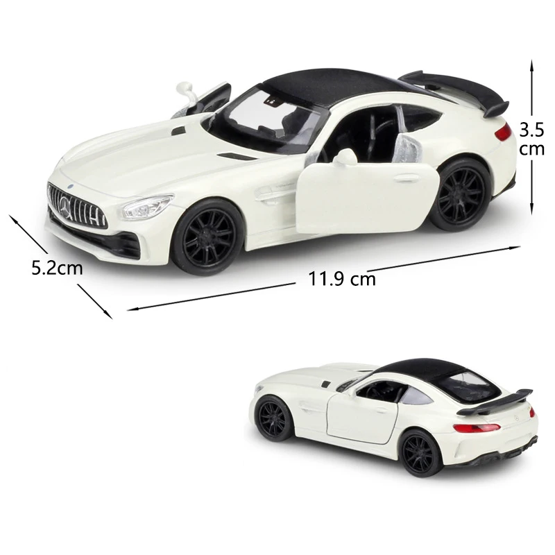 WELLY 1:36 Similator Diecast Toy Vehicle Mercedes-AMG GTR Model Race Car Pull Back Alloy Metal Toy Car For Kids Gifts Collection