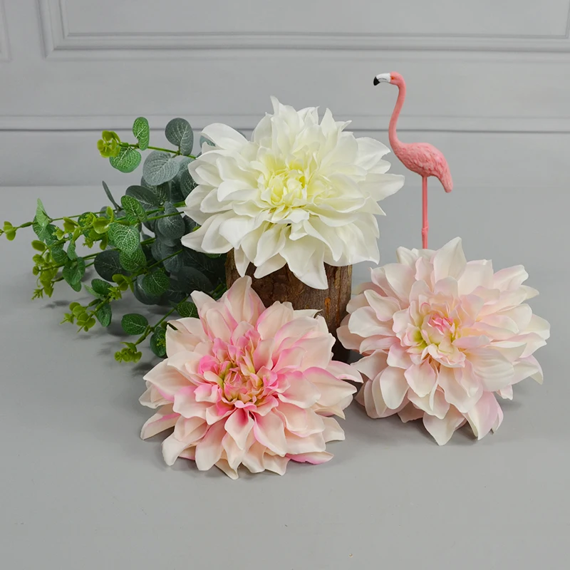 Grande tête de fleur de dahlia artificielle en soie, 16cm, 1 pièce, pour décoration de mariage, maison, fête, mur de fleurs, boîte cadeau, processus