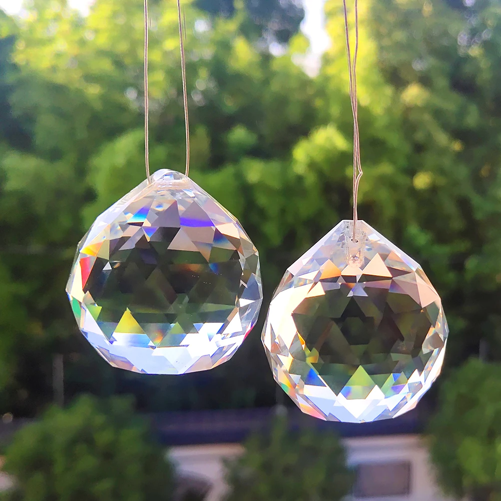 1PC 40MM Crystal Ball Chandelier Parts Replacement Clear Glass Prisms Faceted Suncatcher Pendant DIY Bead Curtain Hanging Drop