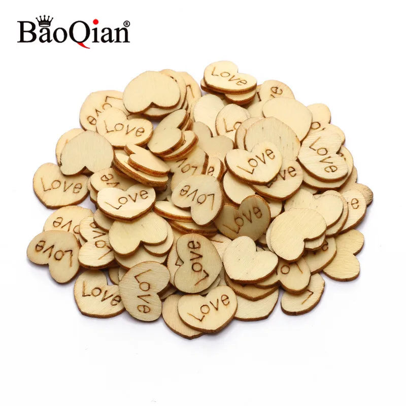 50pcs Mini Wooden Love Heart Scrapbooking Decorate Wooden Confetti Table Scatter Wedding Home Decoration DIY Craft Supplies