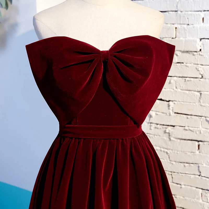 Alta qualidade querida com arco vestido de noite vermelho escuro a linha vestidos de baile longo elegante vestidos de baile 2020 robe de soiree