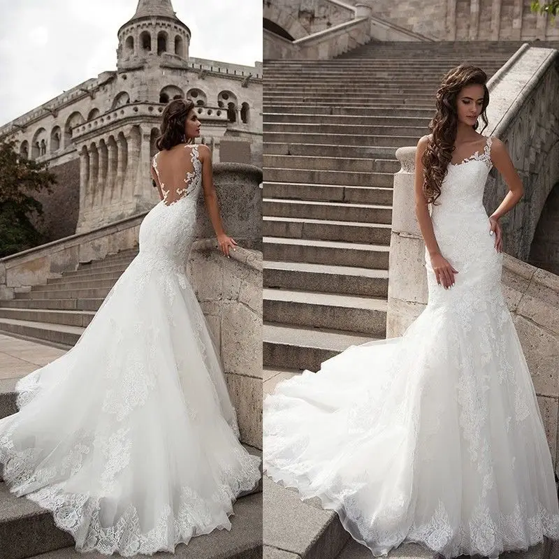 Sereia boêmio vestidos de casamento 2020 apliques rendas vestido de noiva feito sob encomenda vestido de noiva