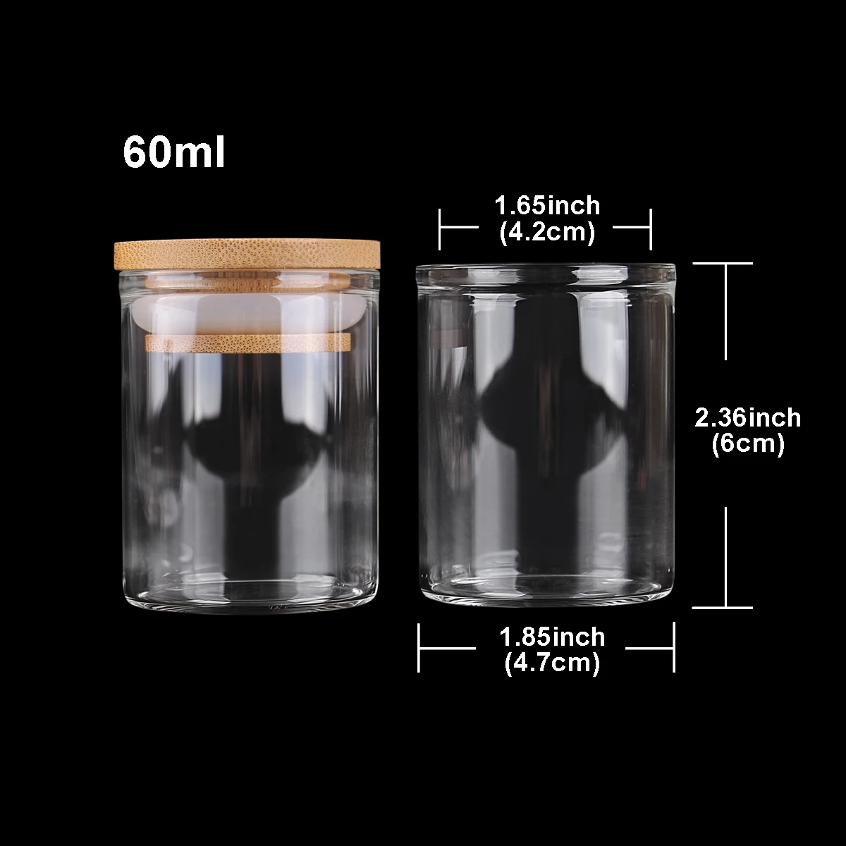 12 Pieces 60ml Test Tubes with Bamboo Caps 47*60mm Spice Jars Glass Vials Candy Jar Glass Pill Containers for Wedding Craft DIY