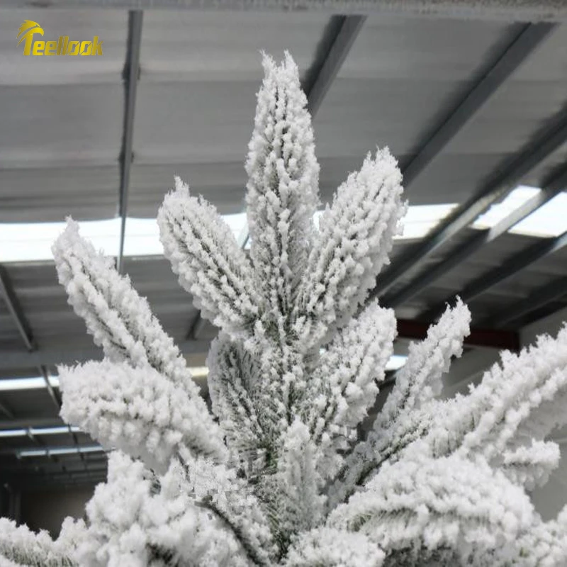 Teellook 1.2M / 5.0M Flocking Christmas Tree PE + PVC Large White Artificial Snowflake Landscape Tree Christmas Ornament