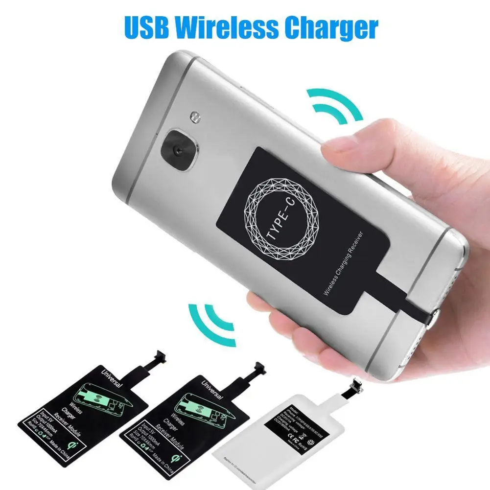 Qi Wireless Charging Receiver For iPhone 7 6s Plus 5s Micro USB Type C Universal Fast Wireless Charger For