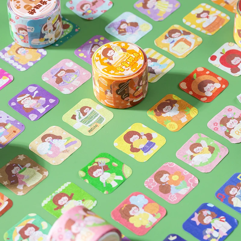 100 Pcs/roll Sweet Girls Washi Tape Cartoon Planner Stickers For Arts Diy Craft Journals Planners Scrapbooking