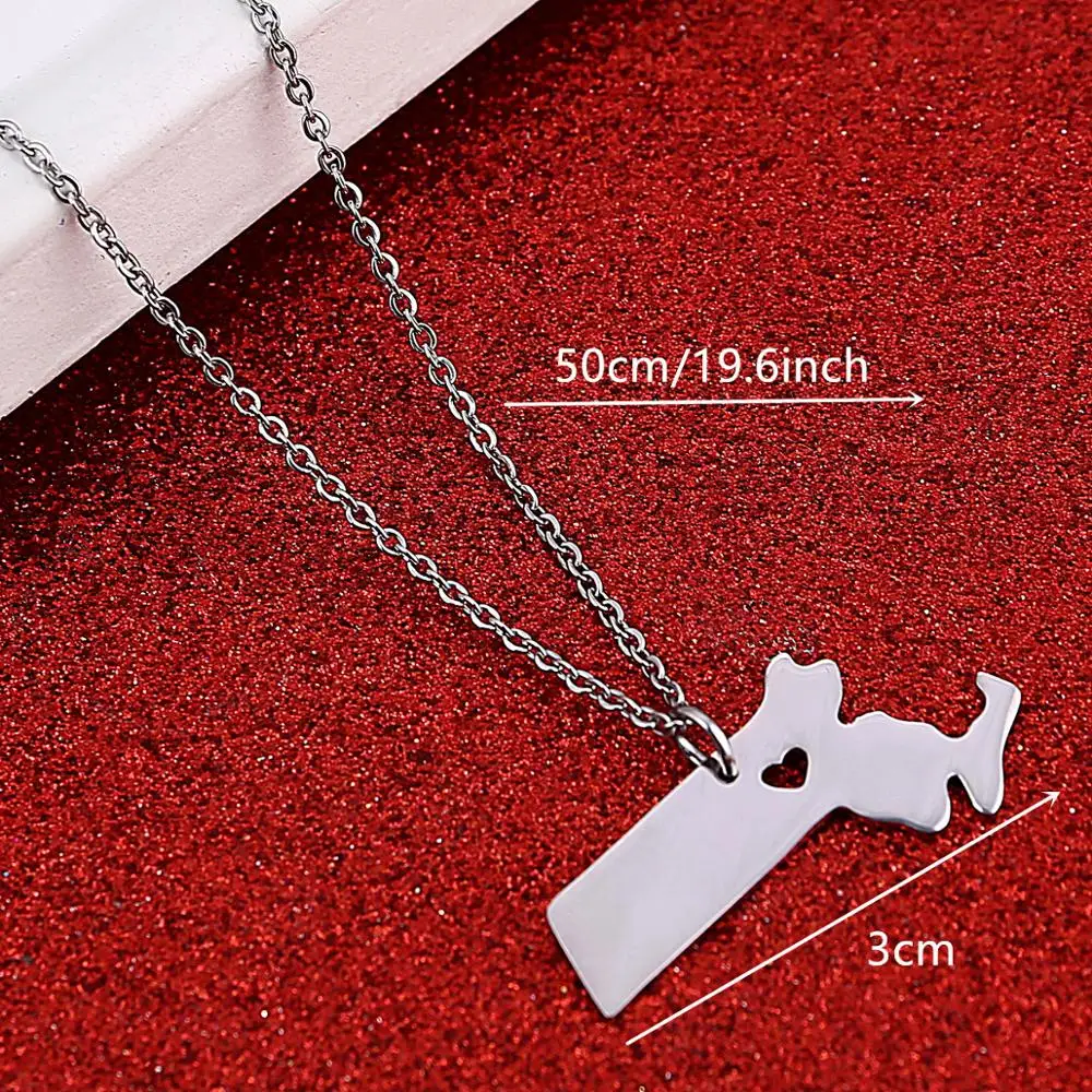 Stainless Steel Silver Color Massachusetts Map Pendant Necklace Trendy Massachusetts Charm Map Jewelry