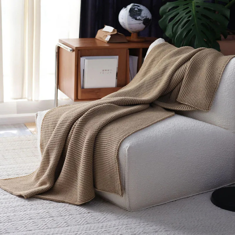 

Nordic Thicken Knitted Blanket Warm Sofa Throw Blankets American Style Travel Office Leisure Thread Blanket Anti Pilling Blanket
