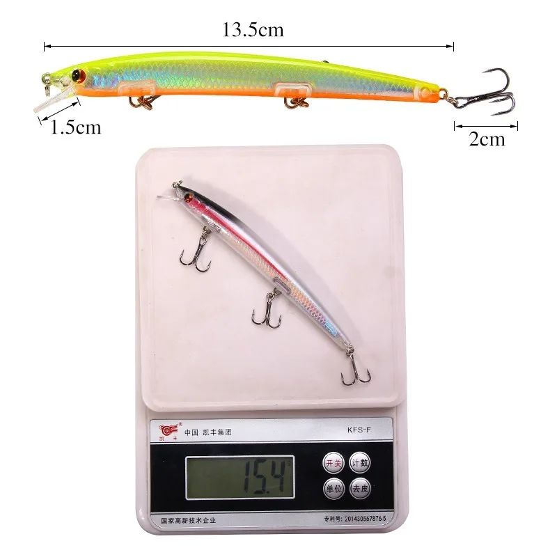 1 sztuk Long Shot 135mm/15.4g Minnow przynęty latające ryby klasyczne Wobblers plastikowe twarde Crankbait Carp przynęta na szczupaka — zdjęcie 6
