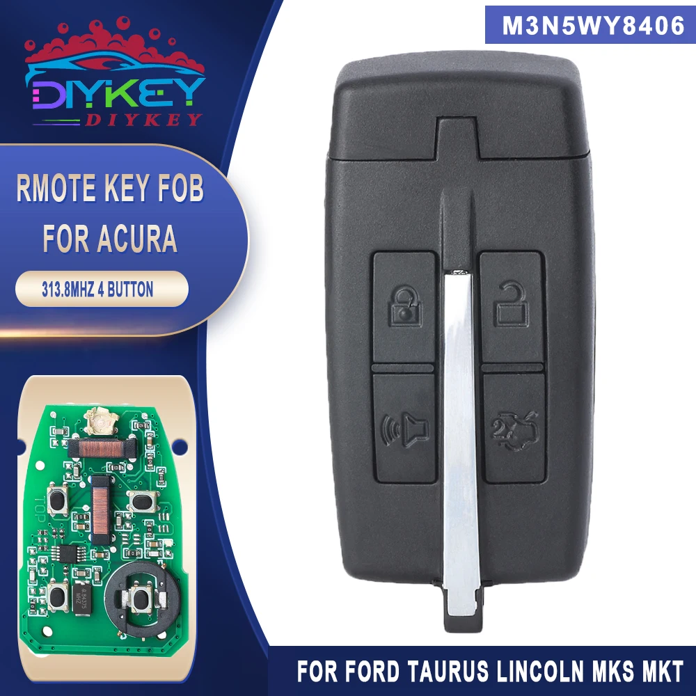 

Дистанционный ключ DIYKEY M3N5WY8406 для Ford Taurus для Lincoln MKS MKT 2010 2011 2012 МГц 164-R7032 164-R7034