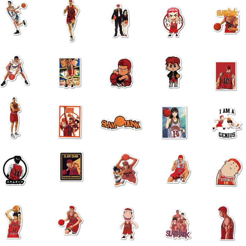 10/30/50pcs Slam Dunk Anime Sticker Classic Manga Cool Sticker  Bike Mobile Laptop Kids Toys Diy Car Guitar Fridge Decal Sticker