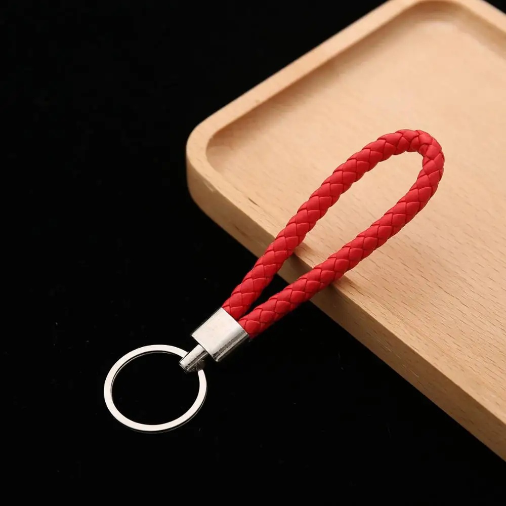 50pcs Colorful PU Leather Braided Keychains