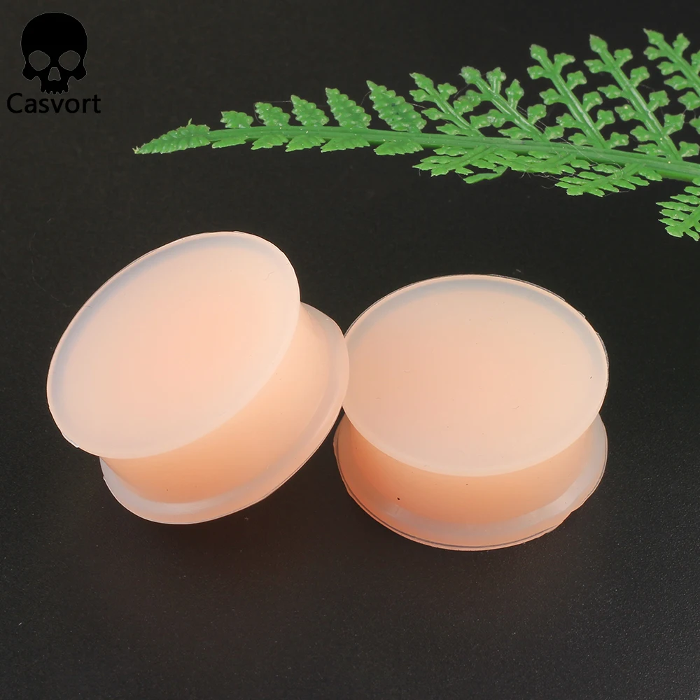 Casvort 2PCS Fashion 6mm To 25mm Silicone Flexible Thin Ear Plugs body Jewelry Flesh Tunnel Ear Gauges Expander Stretcher Earrin