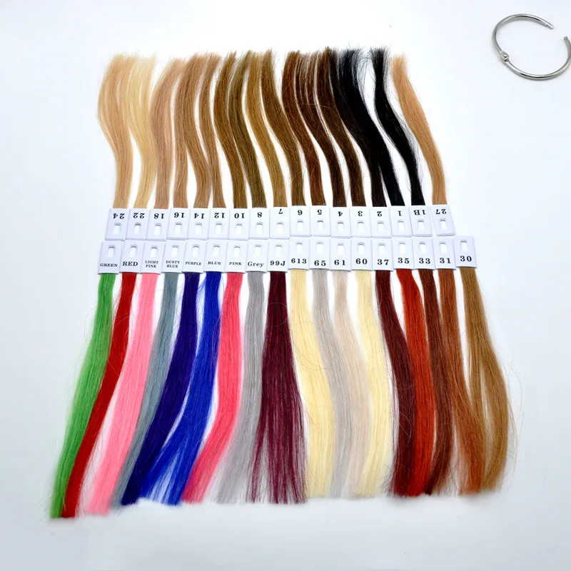 32 Colors Available 100% Real Remy Human Hair Color Ring color chart  for Hair extensions