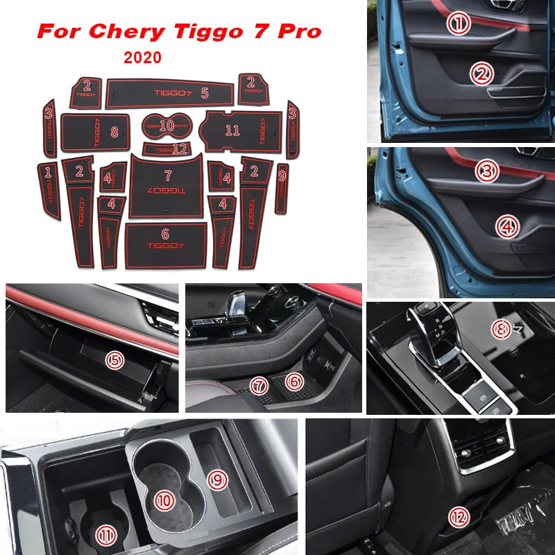 Car Door Slot Pad Anti-Slip Groove Mat Interior Decoration Accesories Dust-proof Car Styling Products For Chery Tiggo 7 Pro 2023