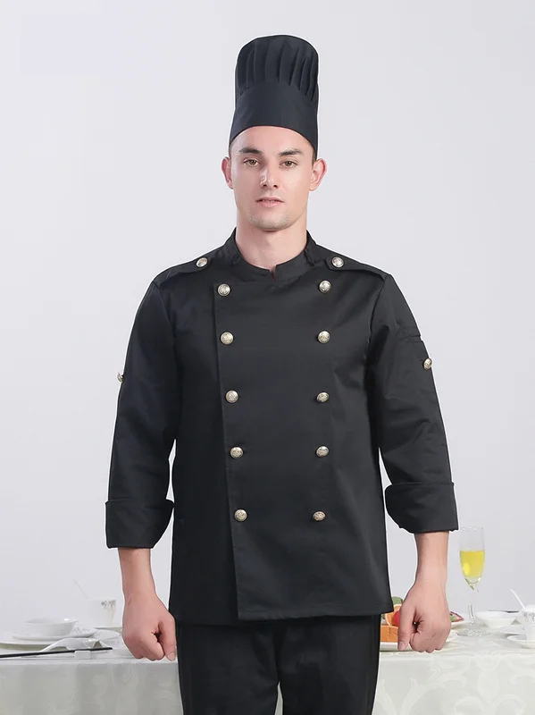 Mannen Korte Mouwen Ademend Double-Breasted Chef Food Service Keuken Kok Werkkleding T-shirt Keuken Werk Uniformen Schorten Nieuwe