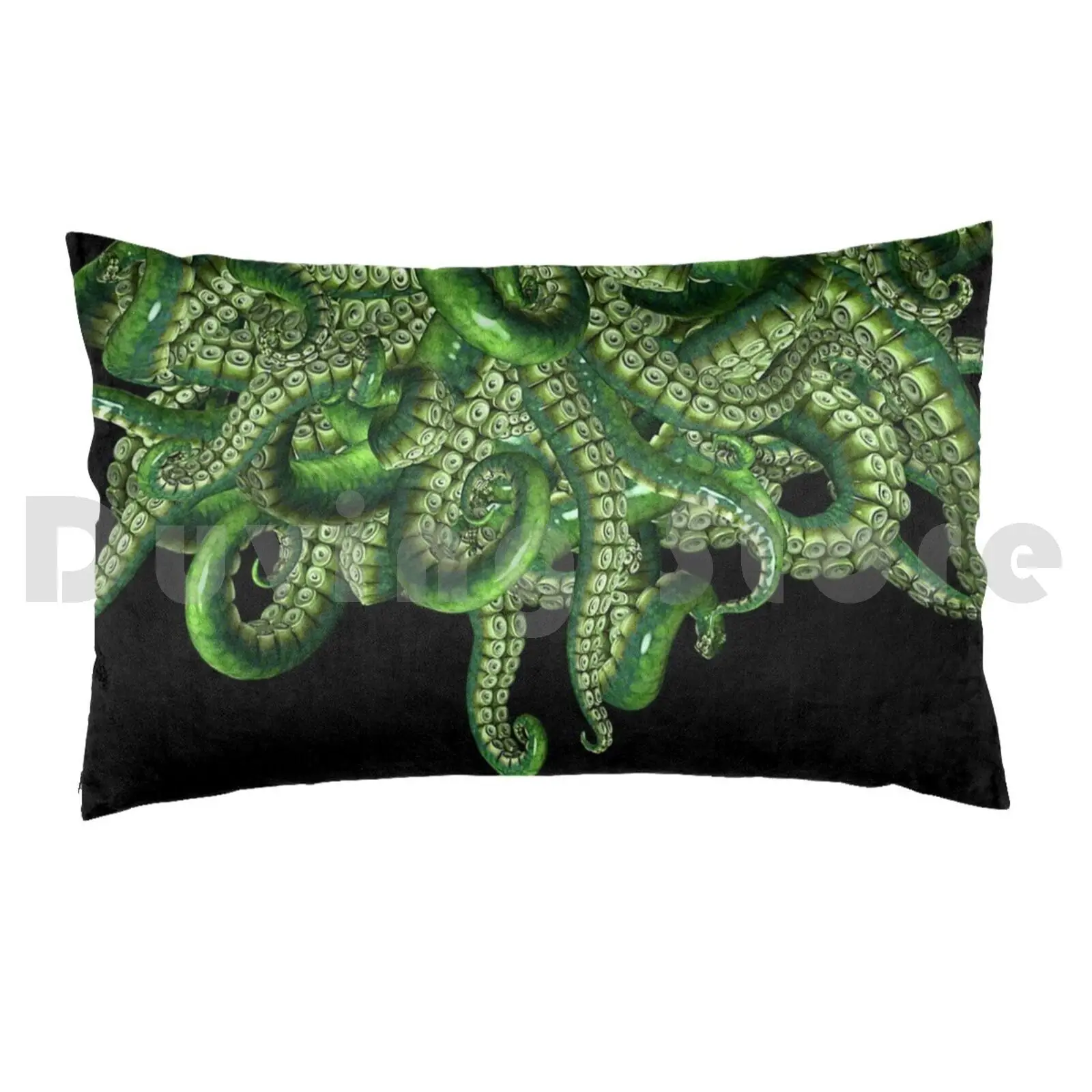 Suckers In Green Pillow Case Printed 50x75 Tentacle Worm Worms Octopus Squid Cuttlefish Cthulhu Horror Scary