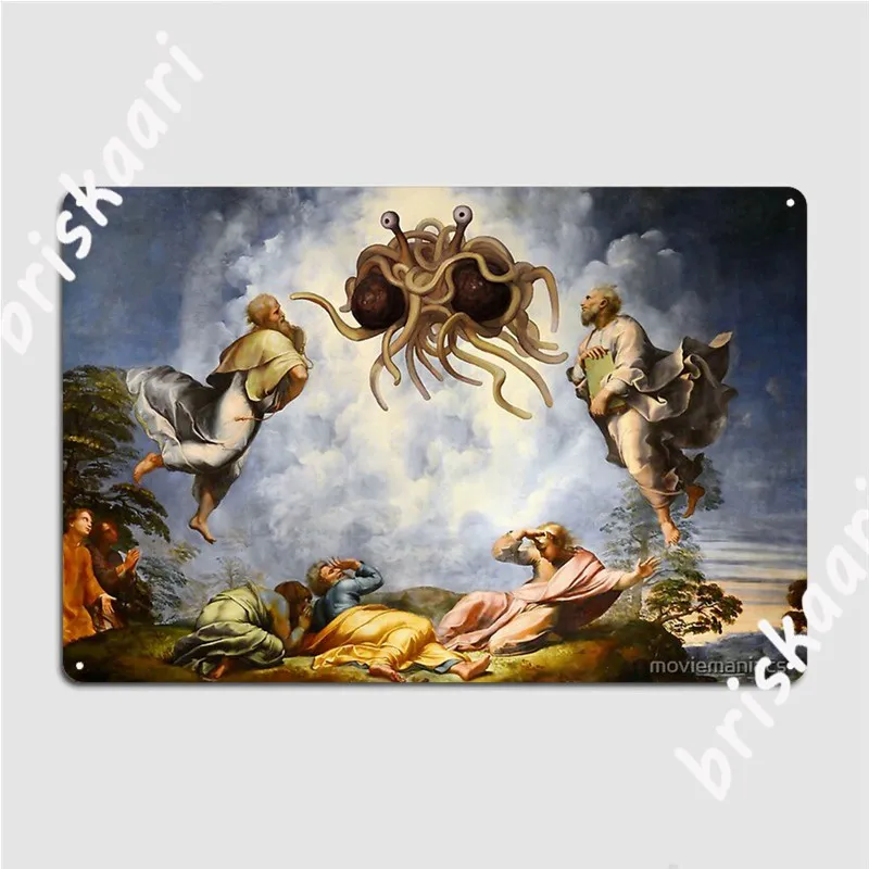 The Transfiguration Of The Flying Spaghetti Monsters Metal Signs Wall pub Wall Decoration Wall Decor Tin sign Posters