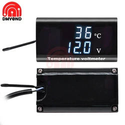 IPX6 Waterproof Digital Temperature Voltmeter DC 12V Car Boat Motorcycle 0.28 inch LED Display Volt Voltage Meter Tester Panel