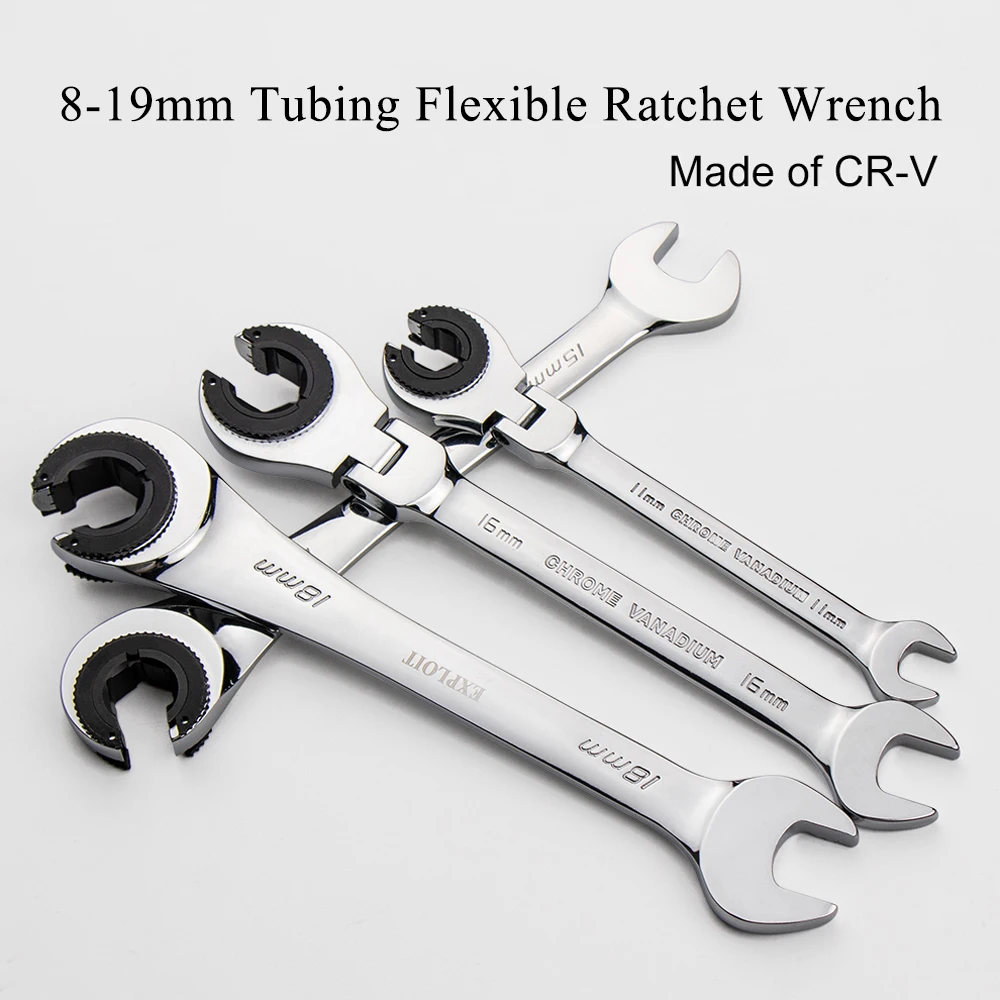 Opening Tubing Ratchet Wrench Spanner Combination Wrenches Set Flex-head Fixed Head Metric Open End Gears Ring Wrench Set