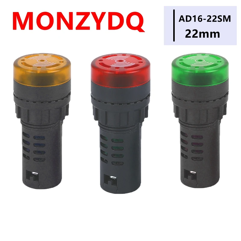 

1pc led Indicator colorful AD16-22SM 12V 24V 220V 22mm Flash Signal Light Red LED Active Buzzer Beep Alarm Indicator