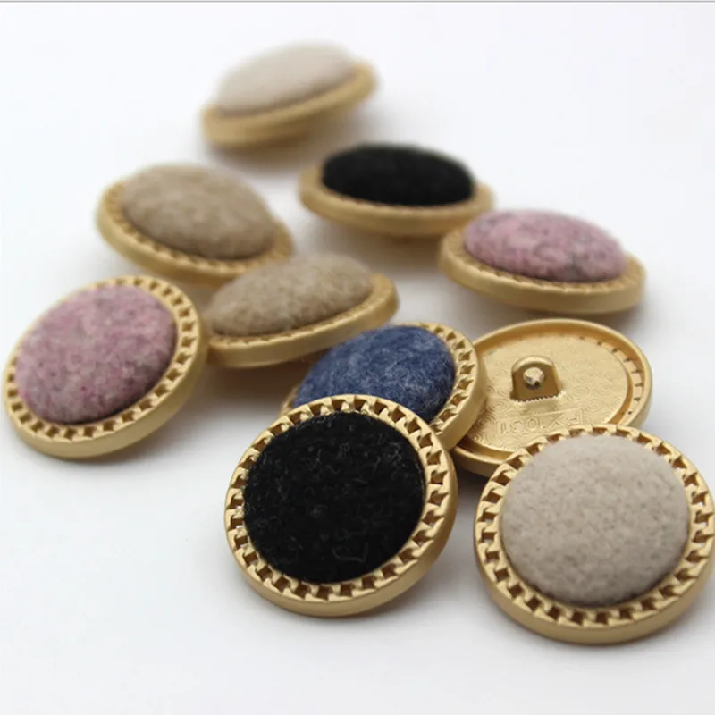 2pcs/lot Flocking Cloth Metal Button Retro Floral Wrapped Fabric Belt Drill Hair Rope Decoration Material DIY ClothingYS201015-4