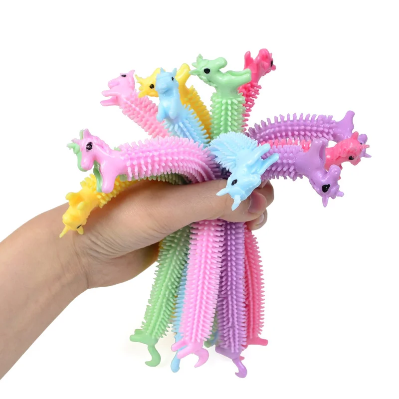 3/6pcs Worm Noodle Stretch String TPR Rope Anti Stress Toys String Fidget Autism Vent Toys Squishy for Children Christmas Gifts