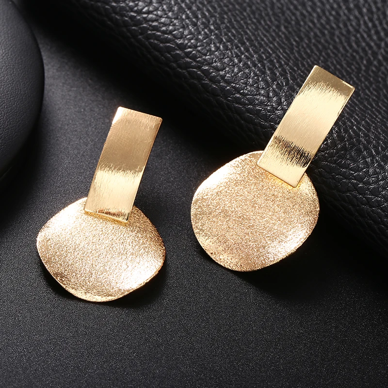 Big Vintage Metal Clip on Earrings Non Pierced Ear Clips For Women Charm Gold Color Statement Earrings Jewelry