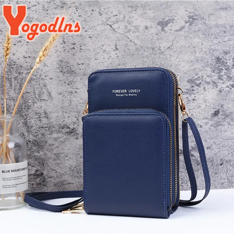 Yogodlns Three-layer Touch Screen Bag Female Crossbody Bag New trendy zipper multifunctional Shoulder Bag Mobile Phone Bag