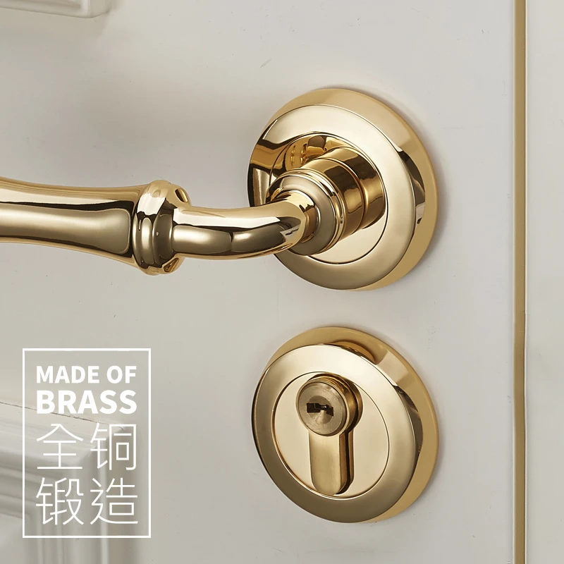 Nordic simple golden interior wooden door split lock Jian Ou Liangjin bedroom kitchen door lock regardless of left or right