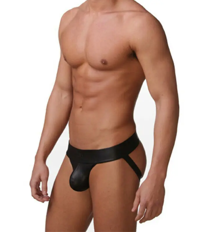 Sexy Men Thongs G-string Erotic Underwear Faux Leather Panties Jockstrap Boxer Underwear