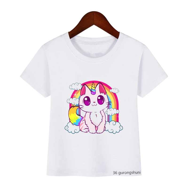 Newly t shirt for girls cute unicorn cartoon print kids clothes summer toddler baby tshirt casual boys t-shirt hip-hop tops