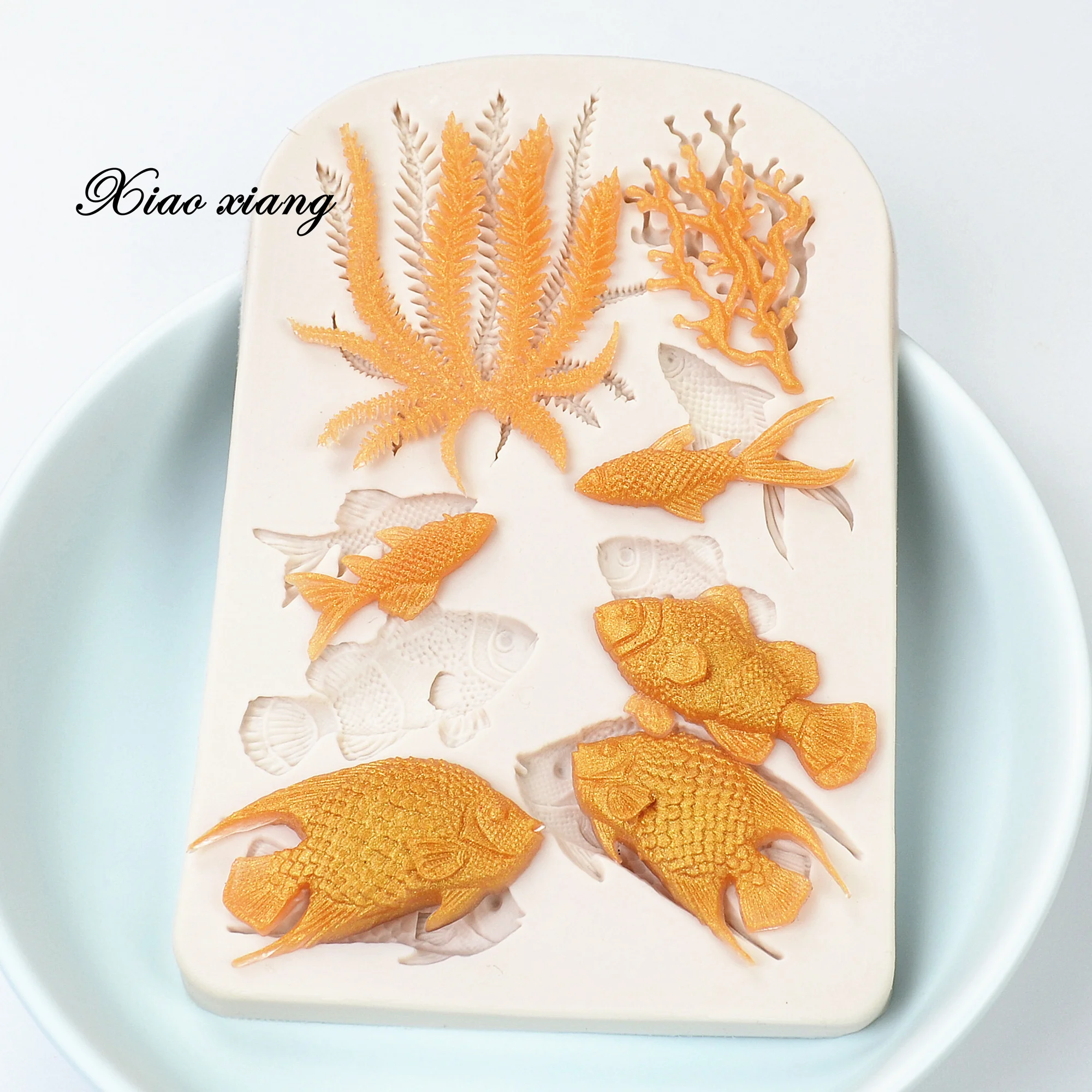 DIY Fish Seaweed Silicone Cake Molds Cake Border Fondant For Baking Cake Decorating Tools Kitchen Baking Accessories FM1588