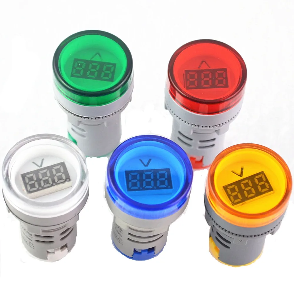 LED Voltmeter Signal Lights Digital Display Gauge Volt Voltage Meter Indicator Lamp Tester Measuring Range AC 20-500V