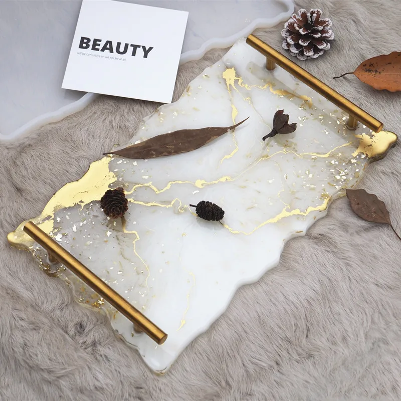 Taca na owoce formy taca herbaciana klej formy tacy silikonowe formy żywicy klej zestaw taca Coaster DIY pakiet materiałów