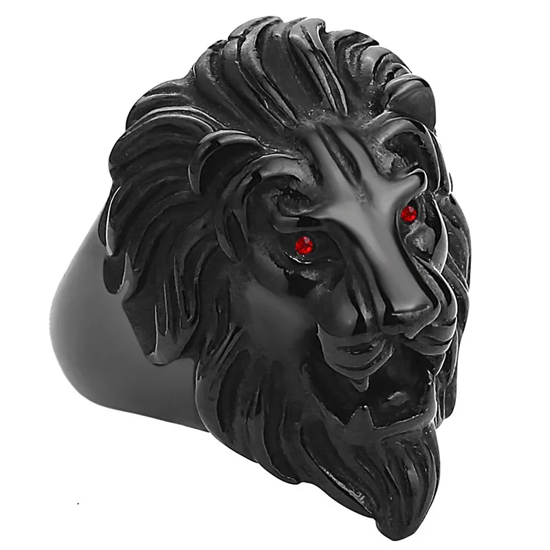 Stainless Steel Silver&Gold Color Lion Head Ring for Men Punk Rock Jewelry 316L Steel Men\'s Ring Party Accessories Anillo Bijoux