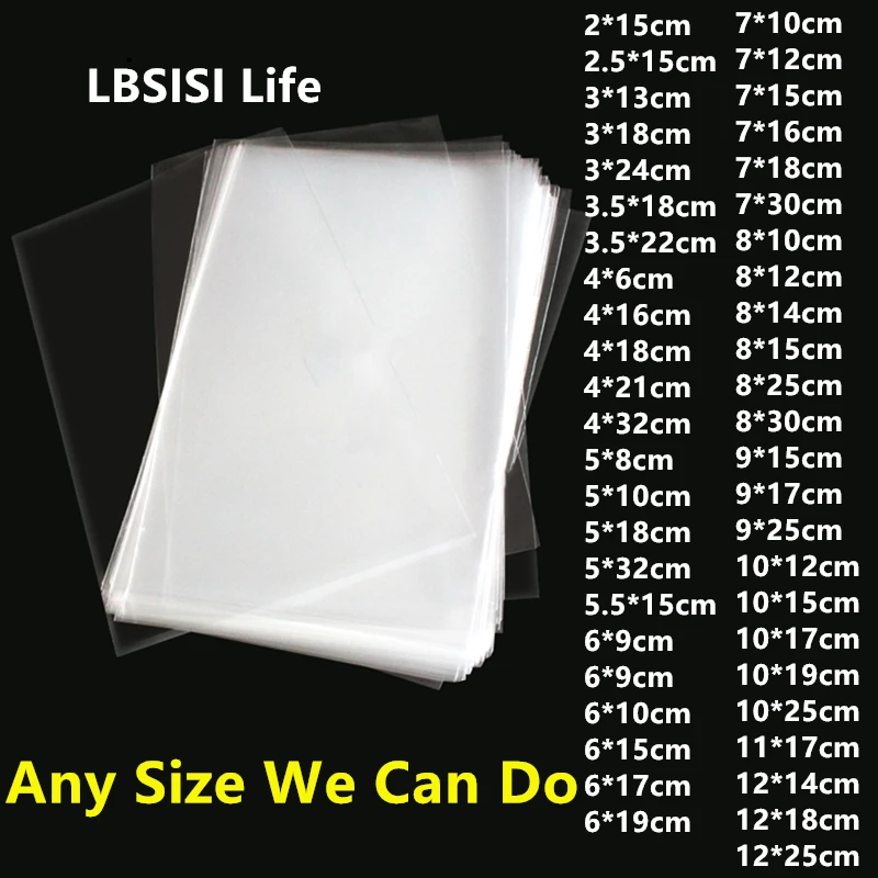 LBSISI Life 1000pcs Transparent Top Open Bags Clear Plastic Flat Food Candy Toothbrush OPP Packaging Packing Gift Bag OEM