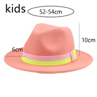 New Kids Hat Solid Small 52cm Fedoras Band Patchwork Child Hats Outdoor Formal Church Boys Girls Fedora Hat Sombreros De Mujer